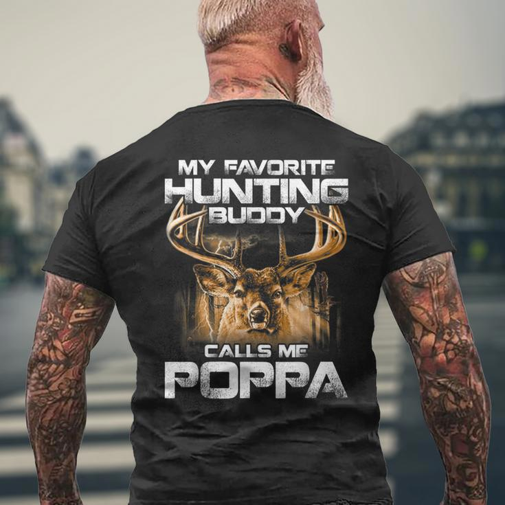 My Favorite Hunting Buddy Calls Me Poppa Mens Back Print T-shirt Gifts for Old Men