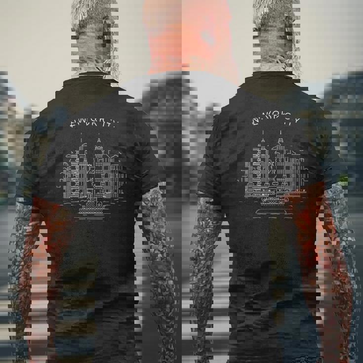New York City Skyline Ny Vintage New York City Nyc Men's Back Print T-shirt Gifts for Old Men