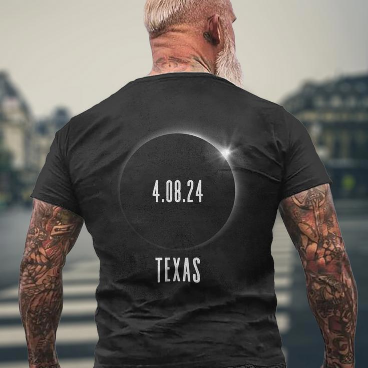 North America Total Solar Eclipse 2024 Texas Usa Men's Back Print T-shirt Gifts for Old Men