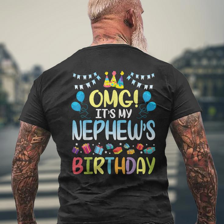 Omg Its My Nephews Birthday Happy To Me You Uncle Aunt Mens Back Print T-shirt Gifts for Old Men