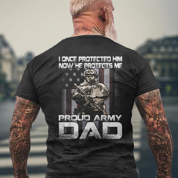 I Once Protected Him Now He Protects Me Proud Army Dad Men's T-shirt Back Print Gifts for Old Men