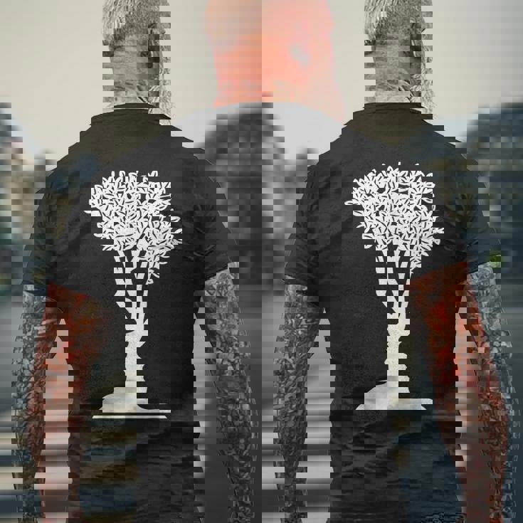Optical Illusion Tree Man Woman Faces Men's Back Print T-shirt Gifts for Old Men