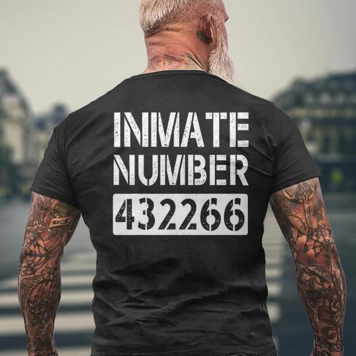 Orange Prisoner Costume Jail Break Outfit Lazy Halloween Men's T-shirt Back Print Gifts for Old Men