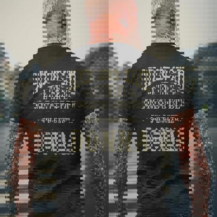 Personalized Birthday Gift Idea For Person Named Donna Mens Back Print T-shirt Gifts for Old Men