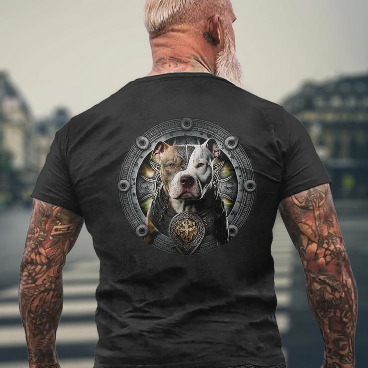 Pitbull Dad Viking Nordic Vikings Pit Bul Warrior Themed Mens Back Print T-shirt Gifts for Old Men