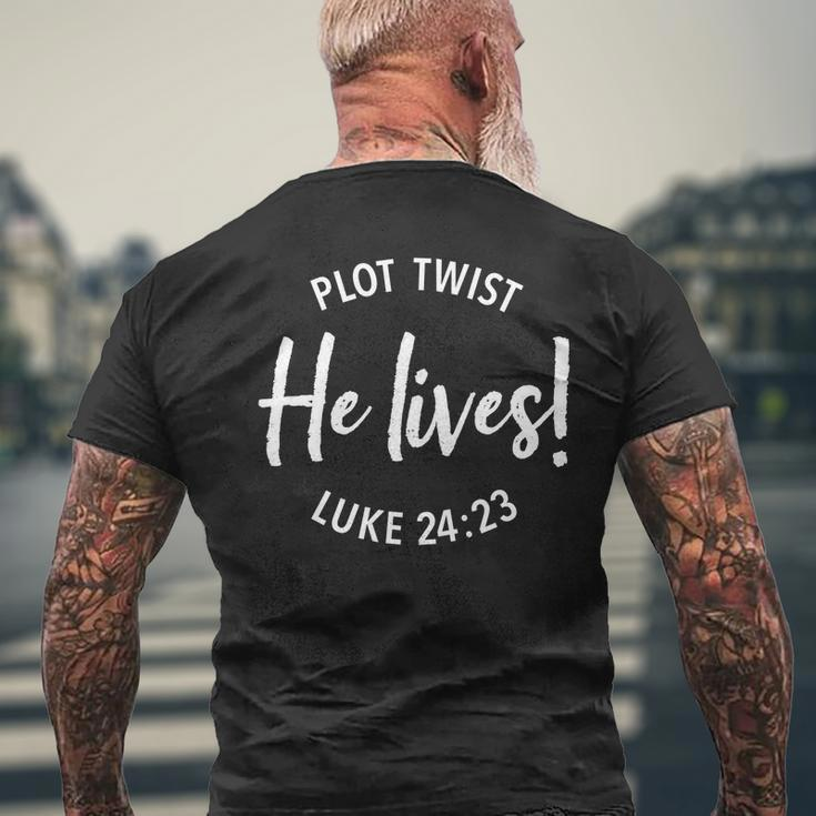 Plot Twist He Lives Shirt Easter Sunday Saying Dark Men's Back Print T-shirt Gifts for Old Men