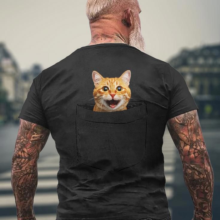 Pocket Cat Grumpy Face Lover Dad Mom Kidding Men's Back Print T-shirt Gifts for Old Men
