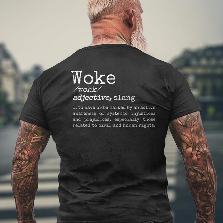 Politically Informed Woke Meaning Dictionary Definition Woke Men's Back Print T-shirt Gifts for Old Men