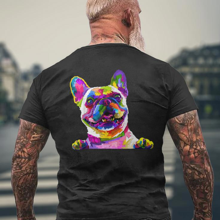 Pop Art Bulldog Mom Dog Dad Frenchie Men's Back Print T-shirt Gifts for Old Men