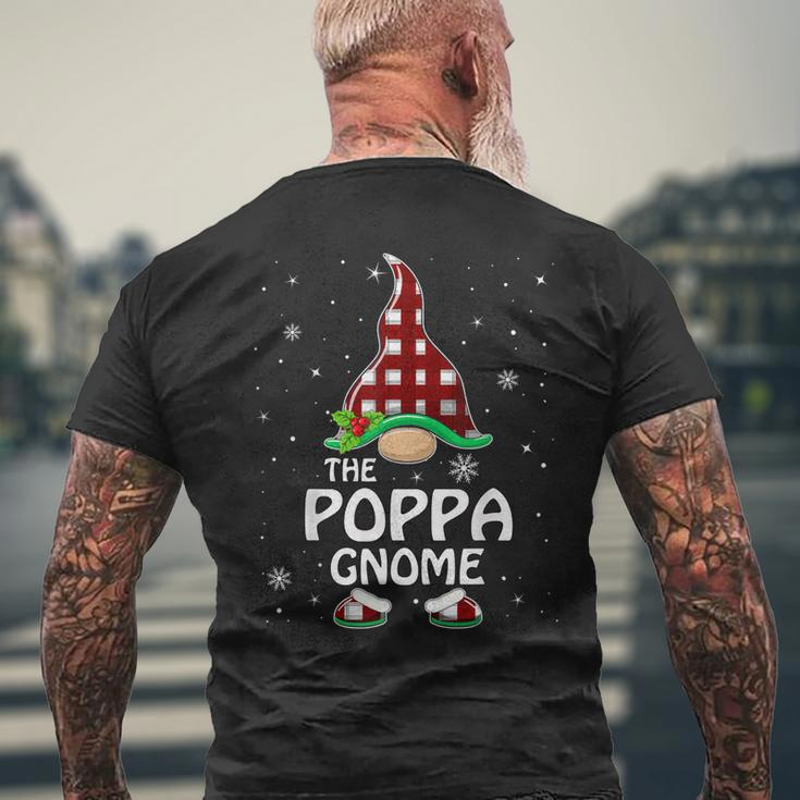 Poppa Gnome Buffalo Plaid Matching Family Christmas Funny Mens Back Print T-shirt Gifts for Old Men