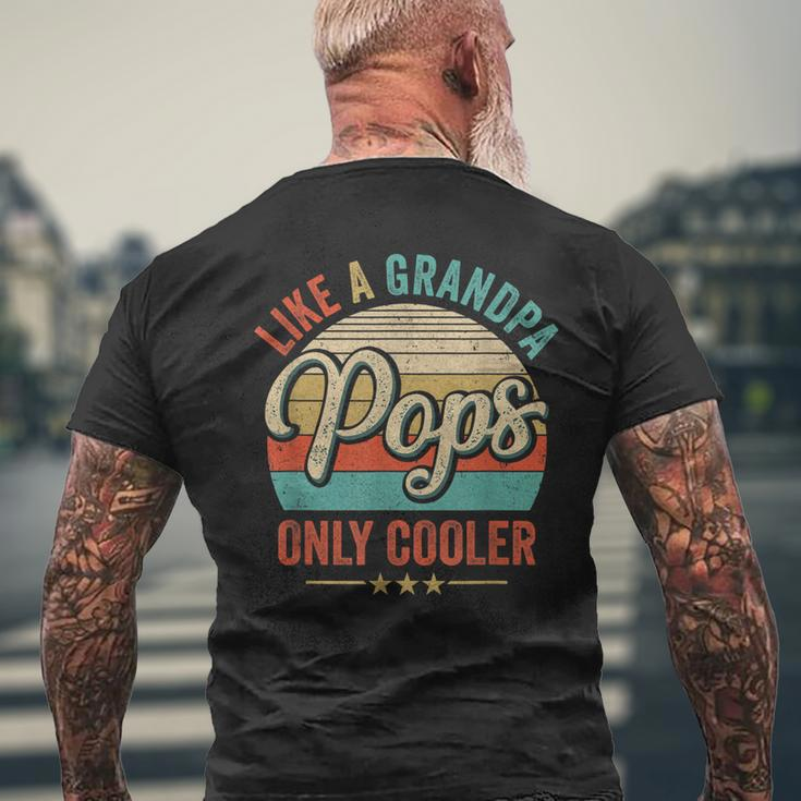Pops Like A Grandpa Only Cooler Vintage Dad Fathers Day Mens Back Print T-shirt Gifts for Old Men