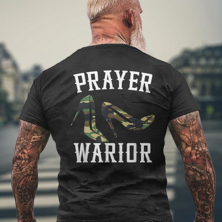 Prayer Warrior Camouflage For Religious Christian Soldier Mens Back Print T-shirt Gifts for Old Men