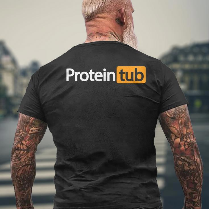Protein Tub Fun Adult Humor Joke Workout Fitness Gym Men's Back Print T-shirt Gifts for Old Men