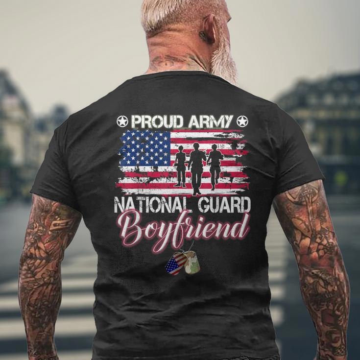 Proud Army National Guard Boyfriend Usa Heart Flag Men's Back Print T-shirt Gifts for Old Men