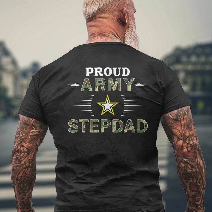 Proud Army Stepdad Military Pride Camouflage Graphics Army Gift For Mens Mens Back Print T-shirt Gifts for Old Men