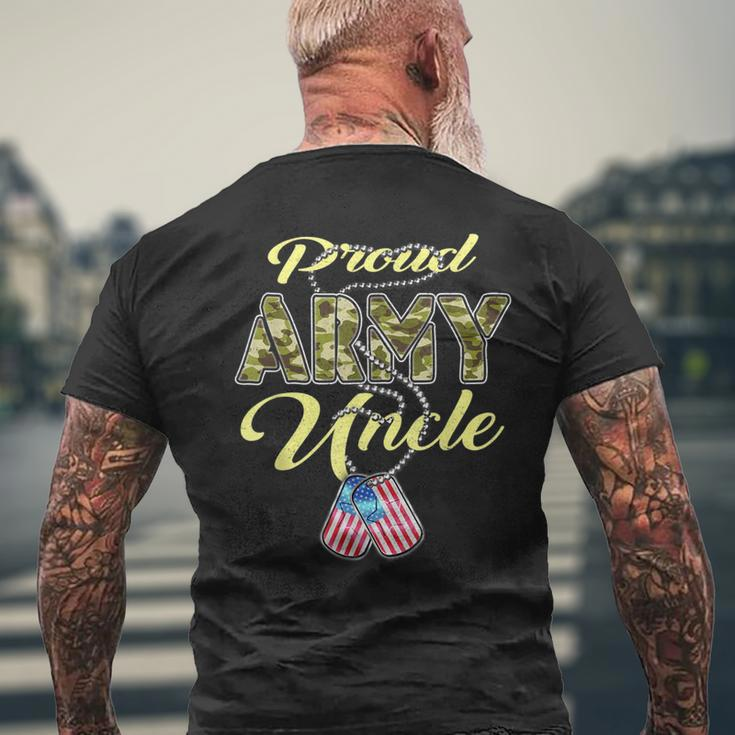 Proud Army Uncle Camo Us Flag Dog Tag Military Family Gifts Gift For Mens Men's Crewneck Short Sleeve Back Print T-shirt Gifts for Old Men