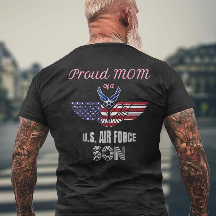 Proud Mom Of Us Air Force Veteran Patriotic Military Mother Men's Back Print T-shirt Gifts for Old Men