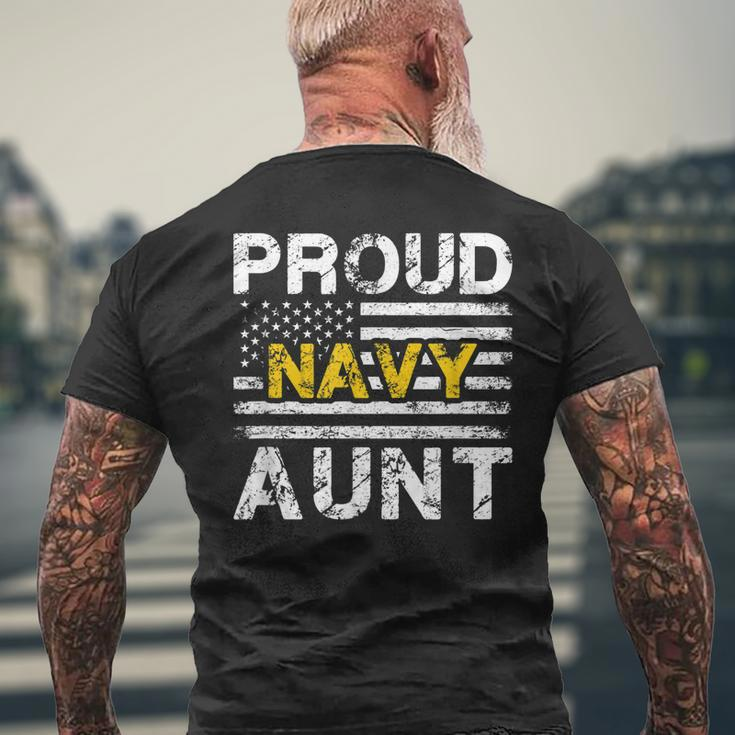 Proud Navy Aunt Us Flag Family Military Appreciation Graphic Mens Back Print T-shirt Gifts for Old Men