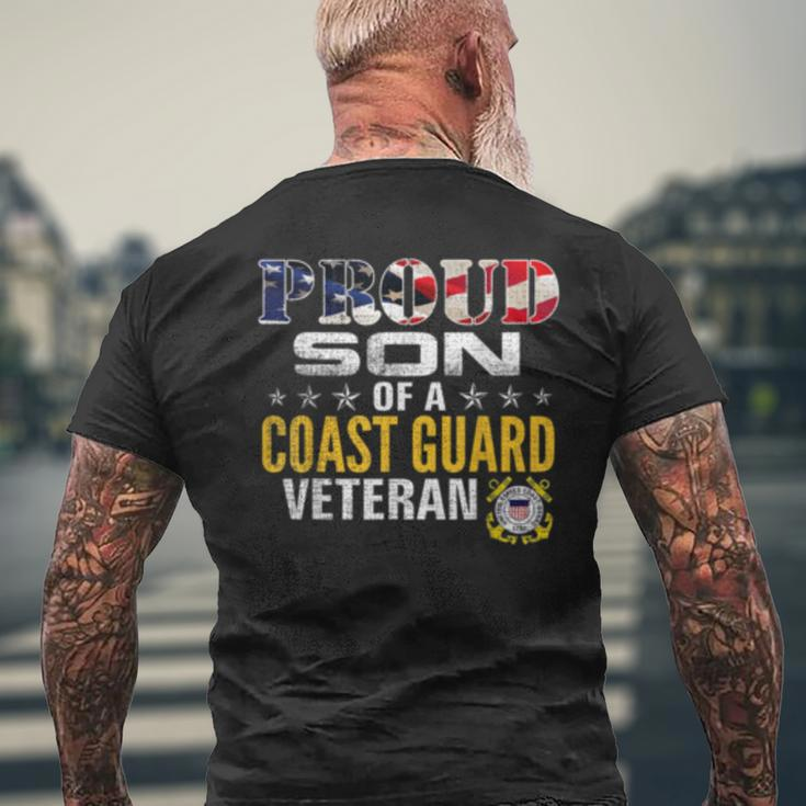 Proud Son Of A Coast Guard Veteran American Flag Military Men's T-shirt Back Print Gifts for Old Men