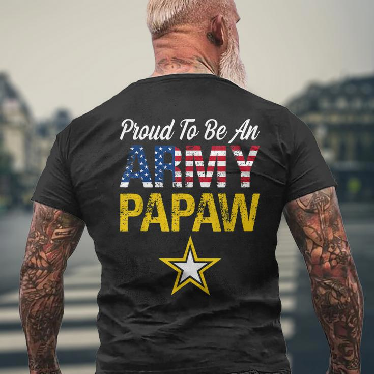 Proud To Be An Army Papaw Military Pride American Flag Mens Back Print T-shirt Gifts for Old Men
