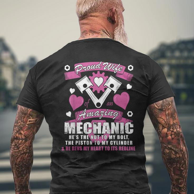 Proud Wife Of Mechanic Mens Back Print T-shirt Gifts for Old Men