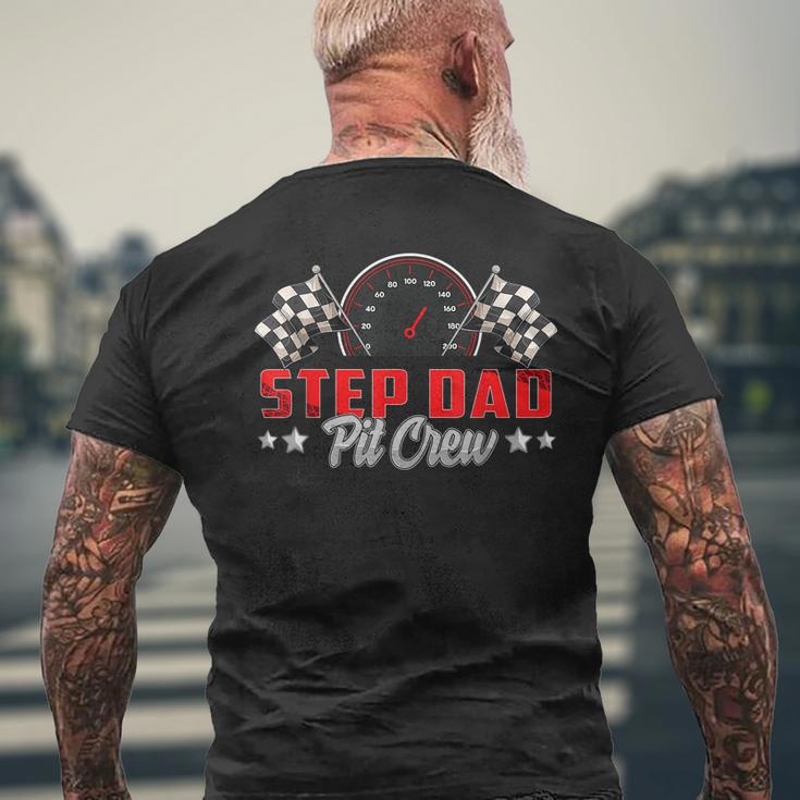 Race Car Birthday Party Racing Family Step Dad Pit Crew Mens Back Print T-shirt Gifts for Old Men