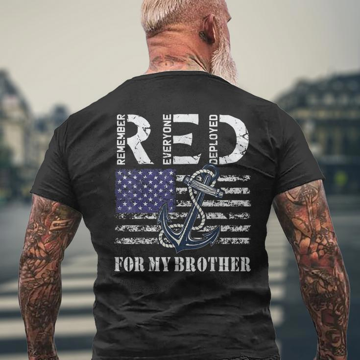 Red Friday For My Brother Deployed Navy Soldier Us Flag Gift Mens Back Print T-shirt Gifts for Old Men