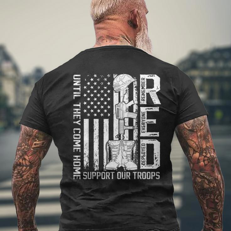 Red Remember Everyone Deployed Friday Us Military Veterans Mens Back Print T-shirt Gifts for Old Men