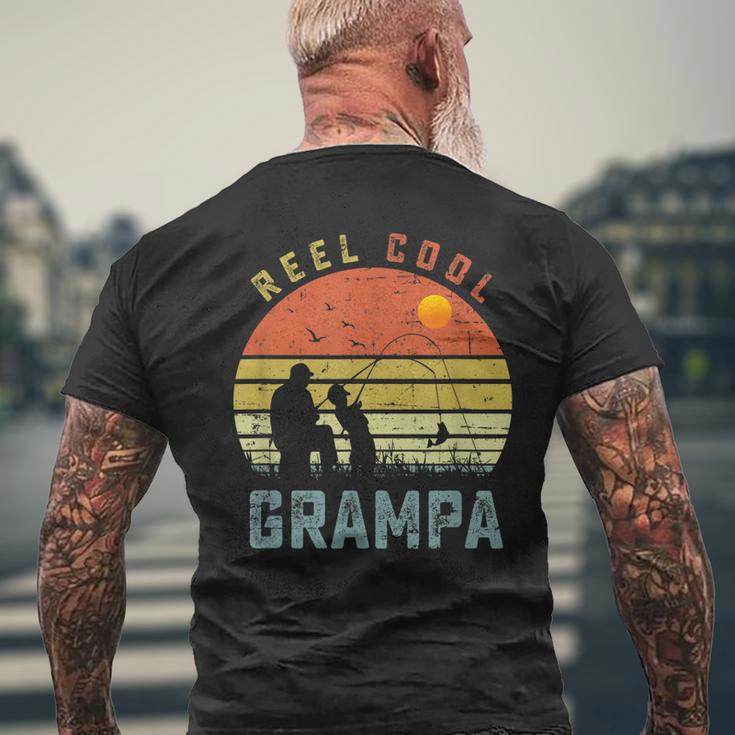 Reel Cool Grampa Fathers Day Gift For Fishing Dad Mens Back Print T-shirt Gifts for Old Men