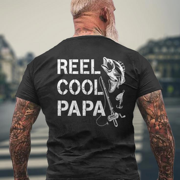 Reel Cool Papa Fishing Dad Gift Fathers Day Fisherman Fish Mens Back Print T-shirt Gifts for Old Men