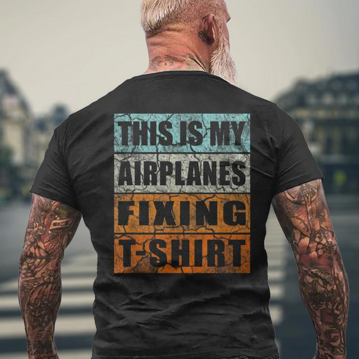 Retro Aircraft Mechanic Airplanes Technician Engineer Planes Mens Back Print T-shirt Gifts for Old Men