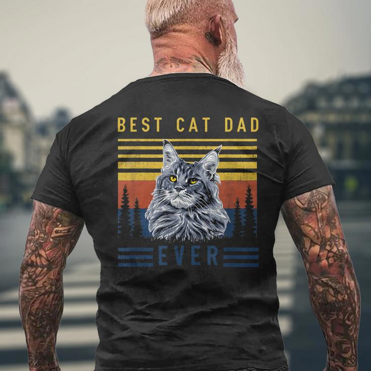 Retro Maine Coon Cat Best Cat Dad Ever Funny Cat Maine Coon Mens Back Print T-shirt Gifts for Old Men