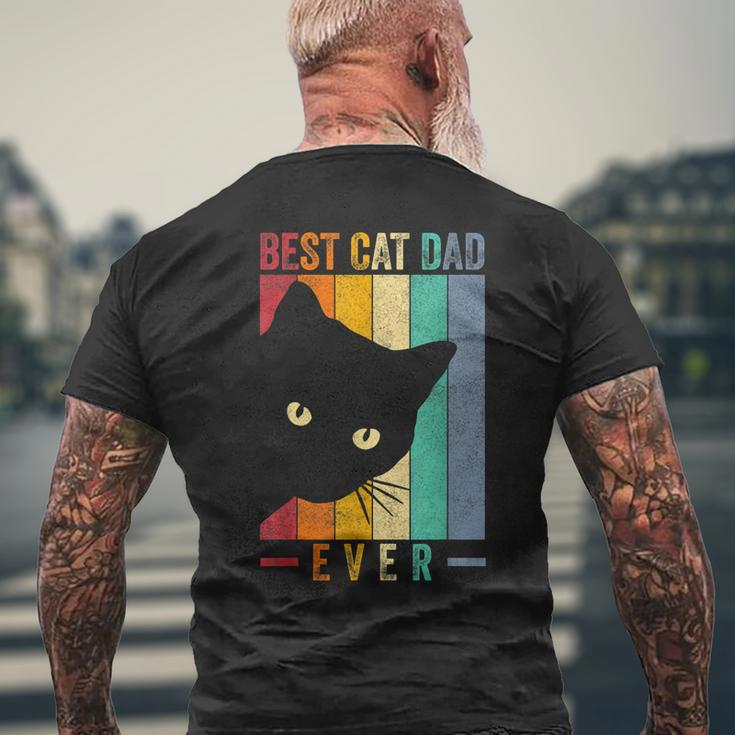 Mens Retro Vintage Best Cat Dad Ever Cat Daddy Fathers Day Men's T-shirt Back Print Gifts for Old Men