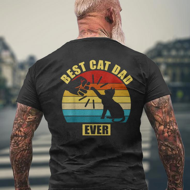 Mens Retro Vintage Best Cat Dad Ever Fist Bump Men's Back Print T-shirt Gifts for Old Men