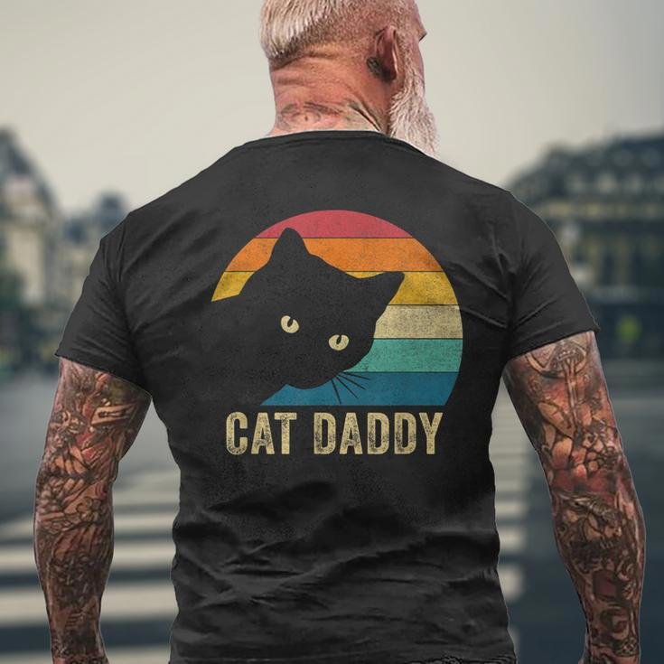 Retro Vintage Cat Daddy Funny Cat Dad Gifts Fathers Day Mens Back Print T-shirt Gifts for Old Men