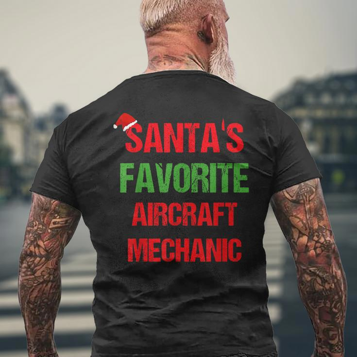 Santas Favorite Aircraft Mechanic Funny Christmas Gift Mens Back Print T-shirt Gifts for Old Men