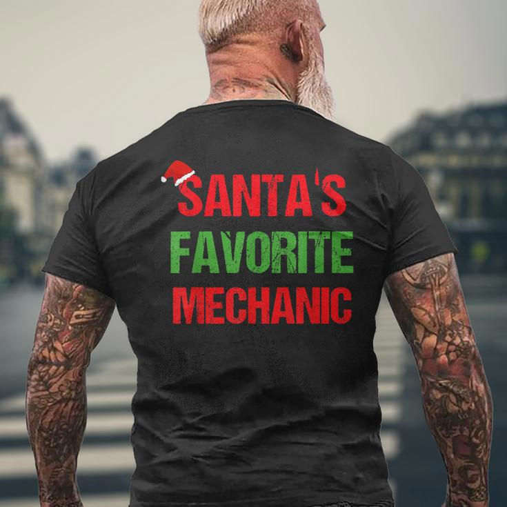 Santas Favorite Mechanic Funny Ugly Christmas Gift Mens Back Print T-shirt Gifts for Old Men