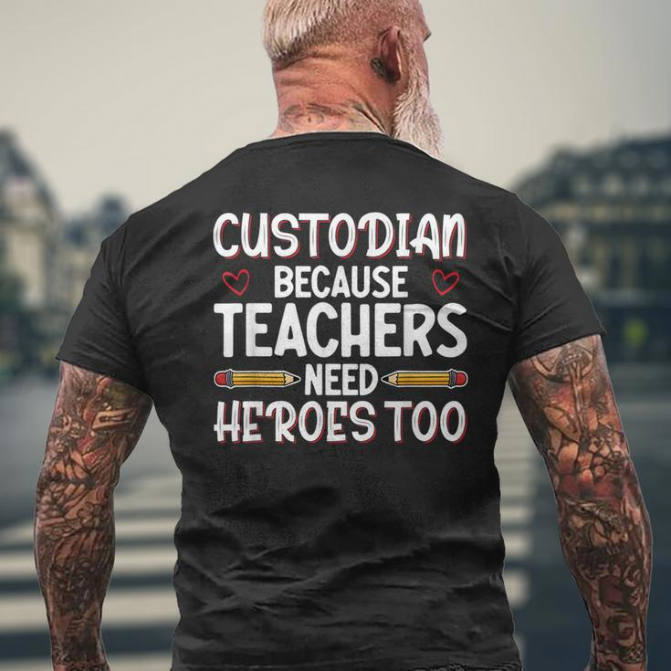 School Custodian – Funny Best Custodian Ever Back To School Mens Back Print T-shirt Gifts for Old Men