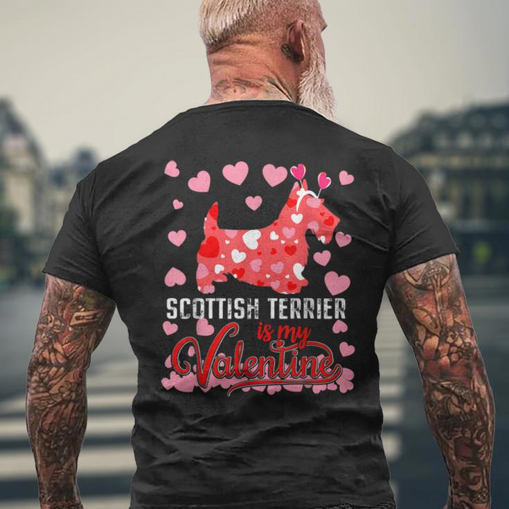 Scottish Terrier Is My Valentine Dog Lover Dad Mom Men's Back Print T-shirt Gifts for Old Men