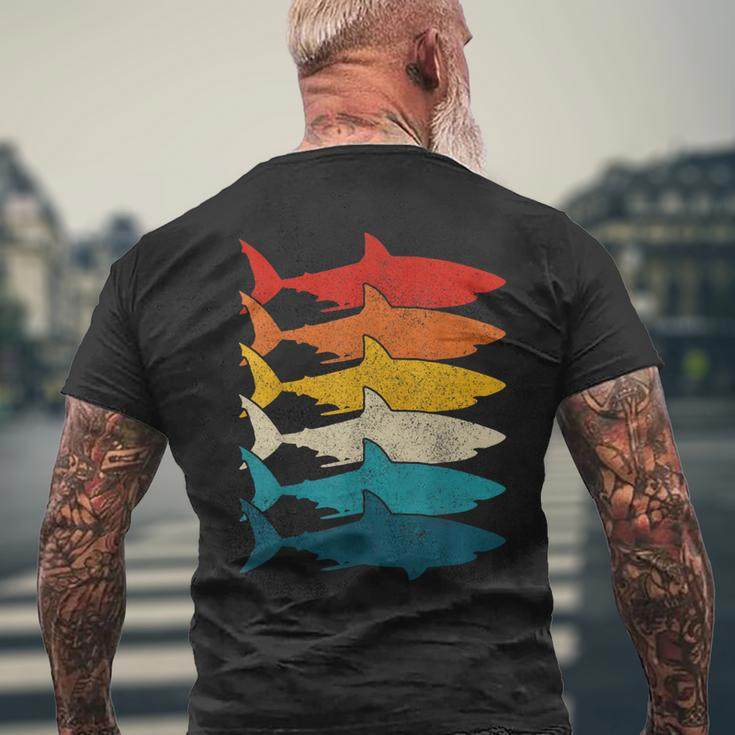 Shark Vintage Fish Fishing Great White Shark Retro Men's Back Print T-shirt Gifts for Old Men