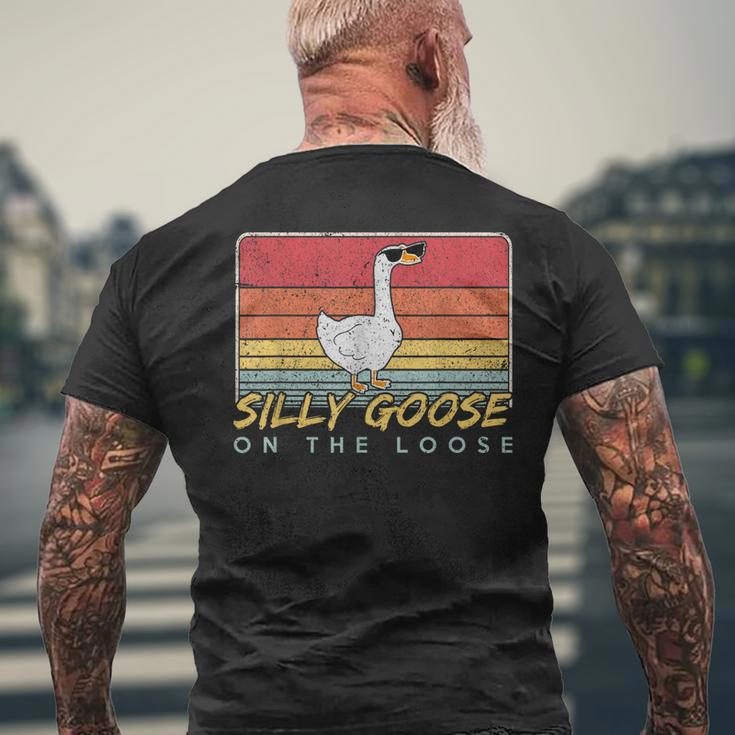 Silly Goose On The Loose Funny Silly Goose University Mens Back Print T-shirt Gifts for Old Men