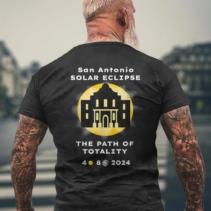 Solar Eclipse San Antonio 2024 The Path To Totality Alamo Men's Back Print T-shirt Gifts for Old Men