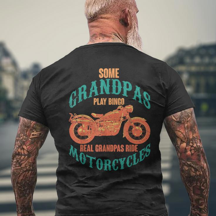 Some Grandpas Play Bingo Real Grandpas Ride Motorcycle Biker Men's Crewneck Short Sleeve Back Print T-shirt Gifts for Old Men