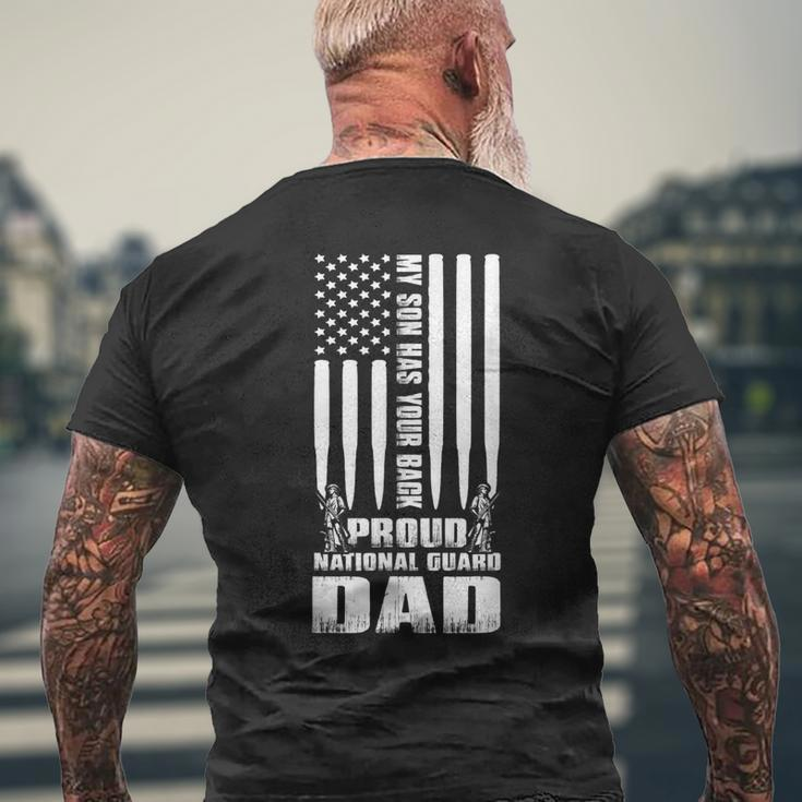 Mens My Son Has Your Back Proud National Guard Dad Army Dad Men's T-shirt Back Print Gifts for Old Men