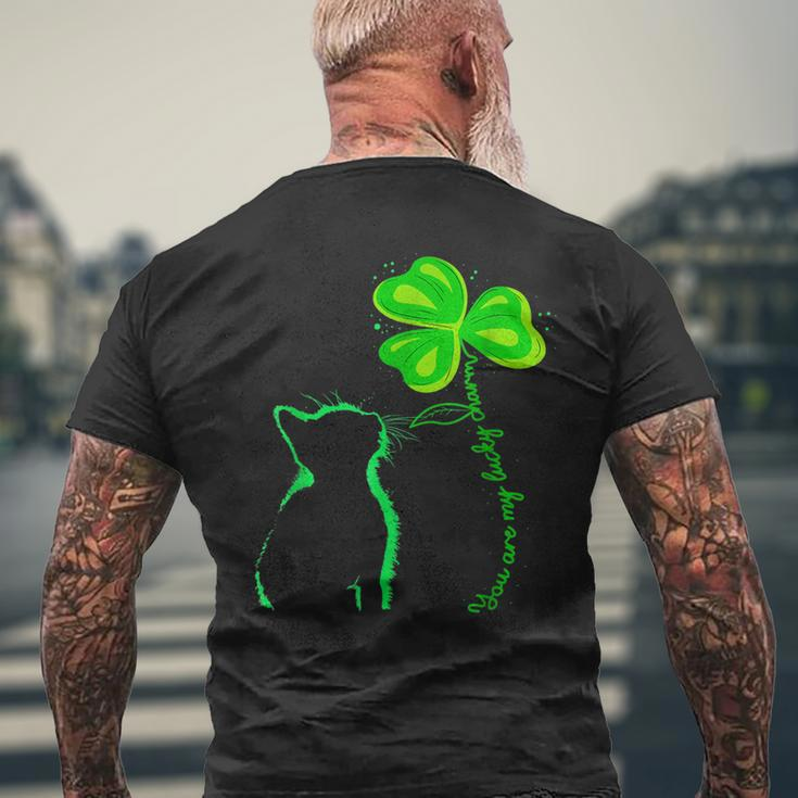 St Patricks Day Black Cat My Lucky Charm Men's T-shirt Back Print Gifts for Old Men