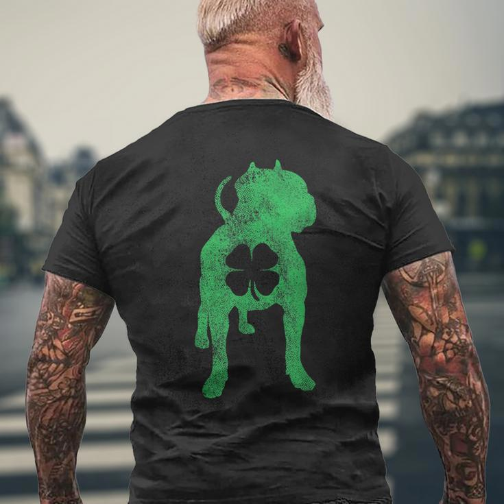 St Patricks Day Dog Pit Bull Shamrock Clover Irish Men's T-shirt Back Print Gifts for Old Men