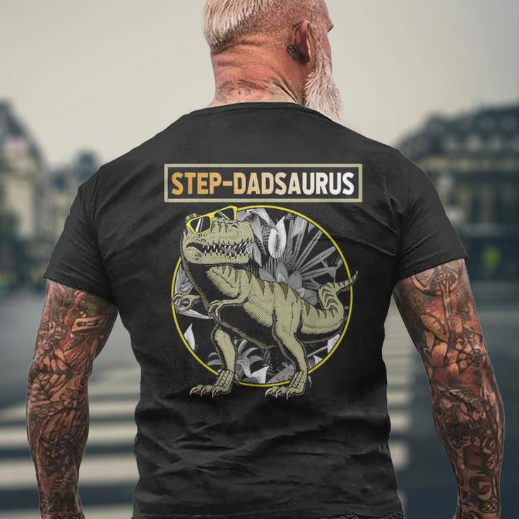 Step Dadsaurus Step Dad Dinosaur Fathers Day Men's T-shirt Back Print Gifts for Old Men
