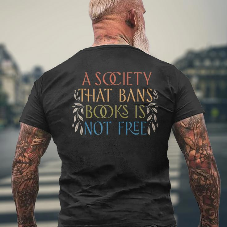 Stop Book Banning Protect Libraries Ban Books Not Bigots Mens Back Print T-shirt Gifts for Old Men