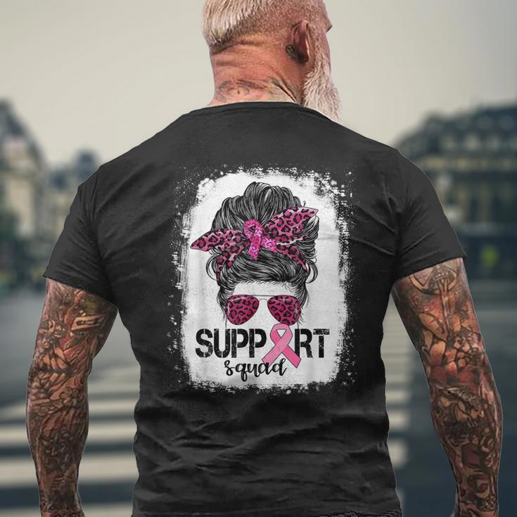 Support Squad Messy Bun Pink Warrior Breast Cancer Awareness V2 Men's Back Print T-shirt Gifts for Old Men