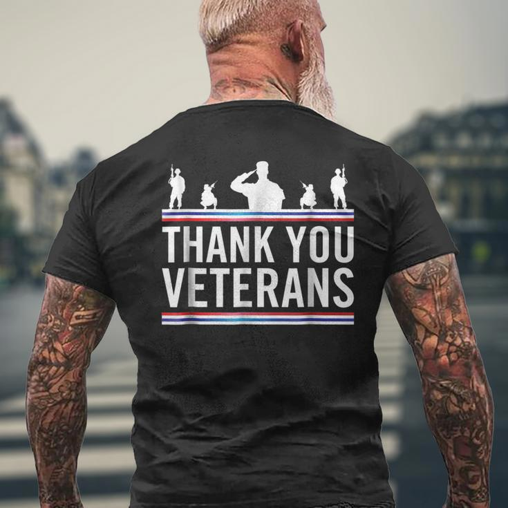 Thank You Veterans Day Military Vets Patriotic Salute Men's Back Print T-shirt Gifts for Old Men